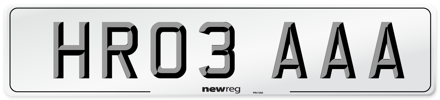 HR03 AAA Number Plate from New Reg